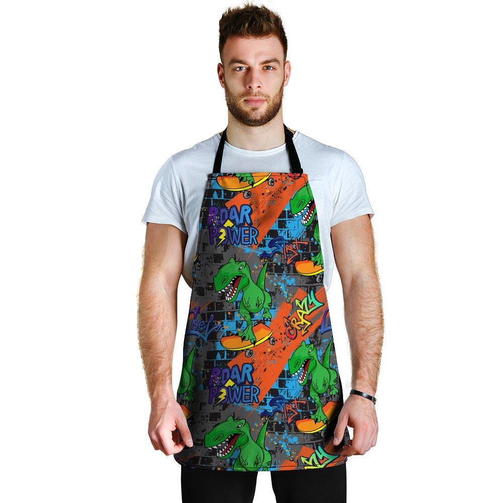 Dinosaur T-rex Graffiti Print Men's Apron-grizzshop