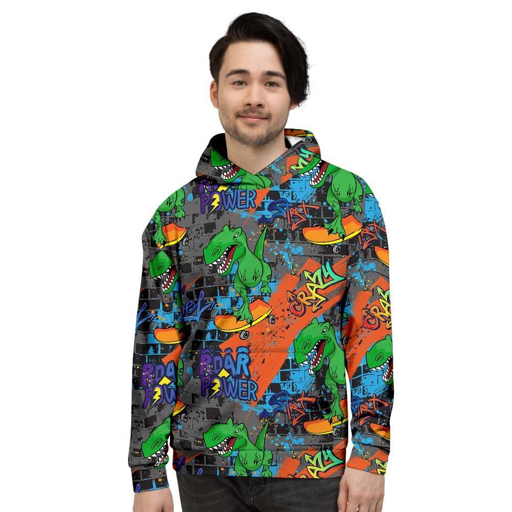 Dinosaur T-rex Graffiti Print Men's Hoodie-grizzshop