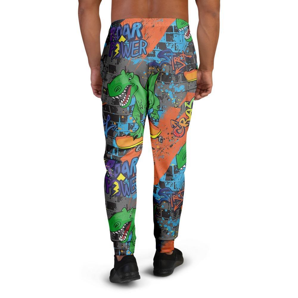 Dinosaur T-rex Graffiti Print Men's Joggers-grizzshop