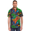 Dinosaur T-rex Graffiti Print Men's Short Sleeve Shirt-grizzshop