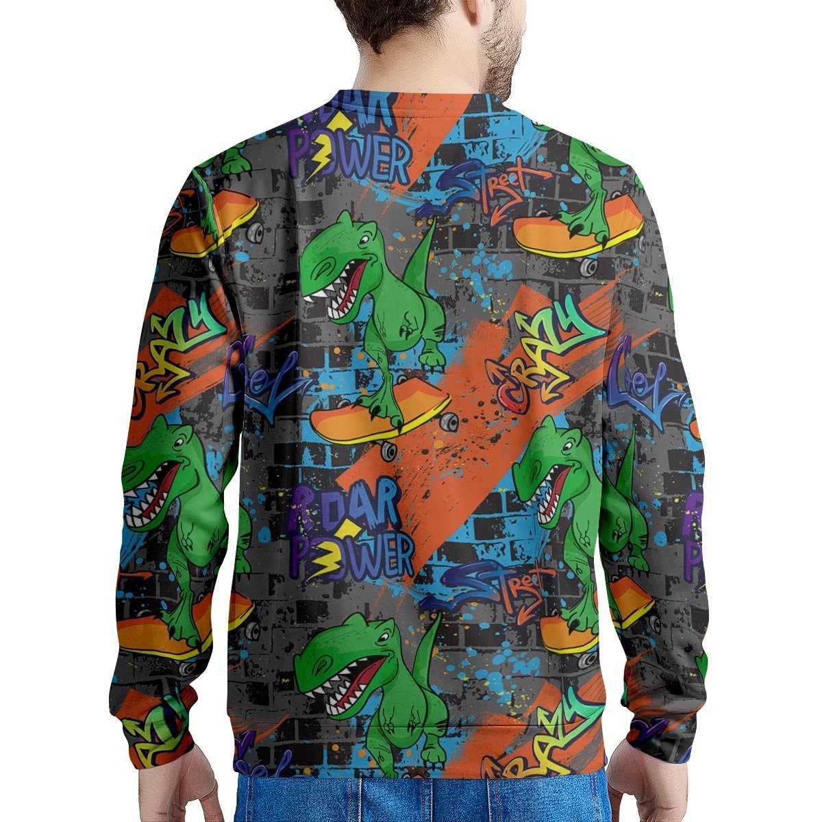 Dinosaur T-rex Graffiti Print Men's Sweatshirt-grizzshop