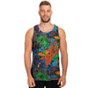 Dinosaur T-rex Graffiti Print Men's Tank Tops-grizzshop