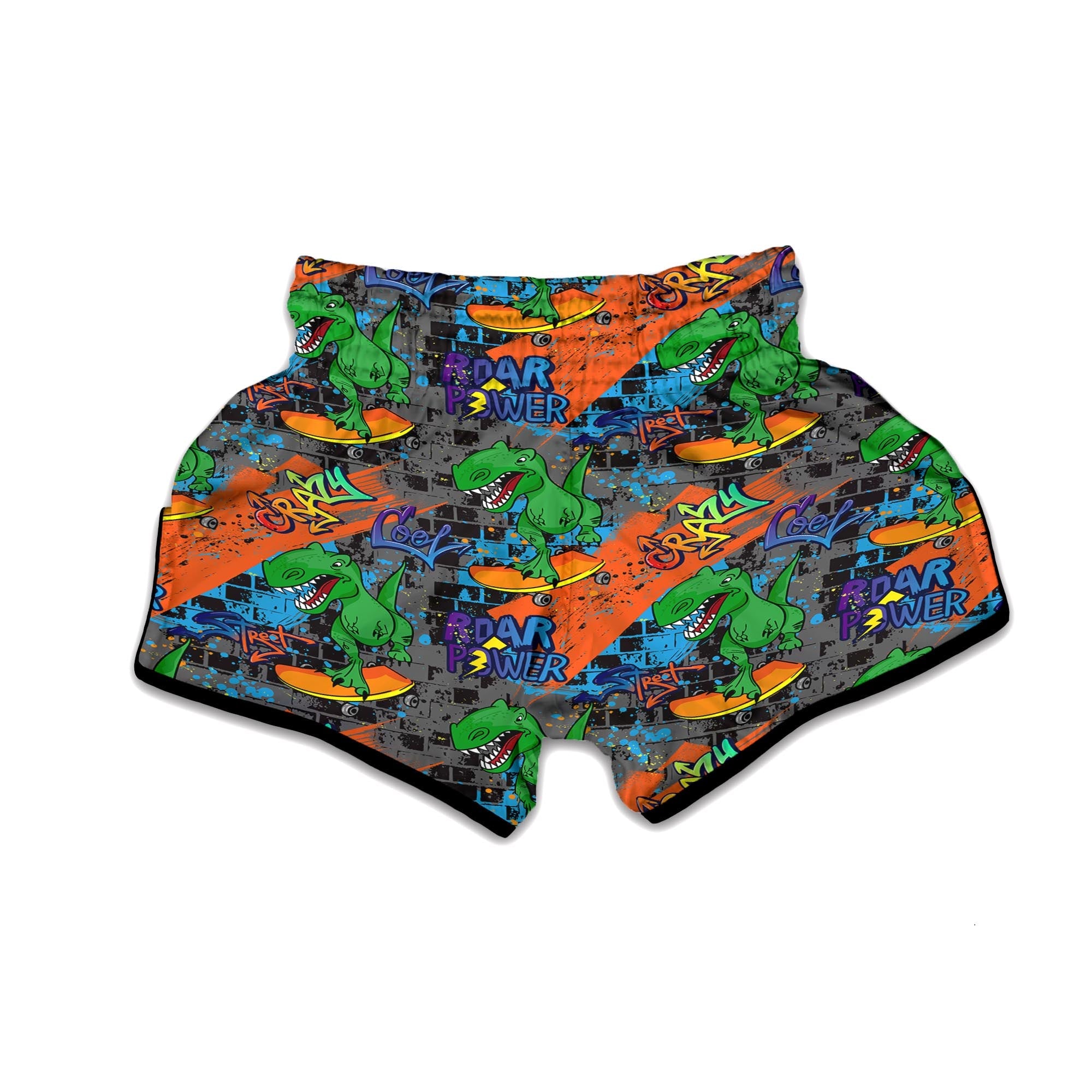 Dinosaur T-rex Graffiti Print Muay Thai Boxing Shorts-grizzshop