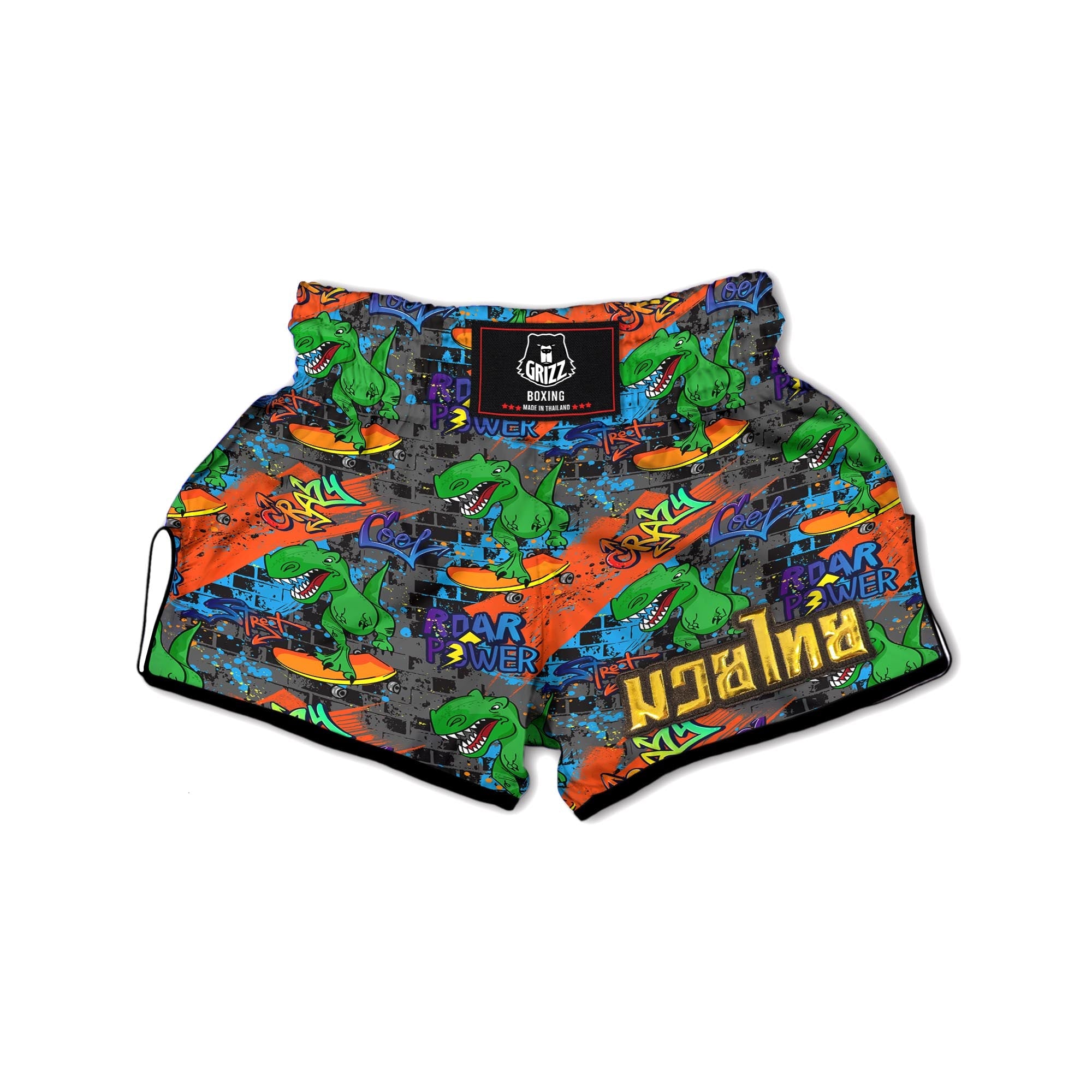 Dinosaur T-rex Graffiti Print Muay Thai Boxing Shorts-grizzshop