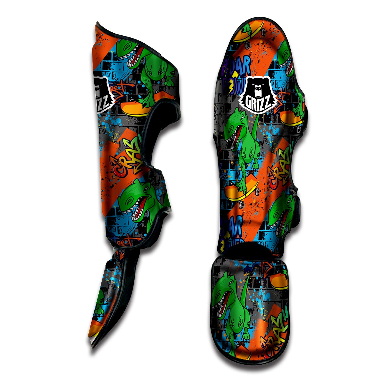 Dinosaur T-rex Graffiti Print Muay Thai Shin Guard-grizzshop