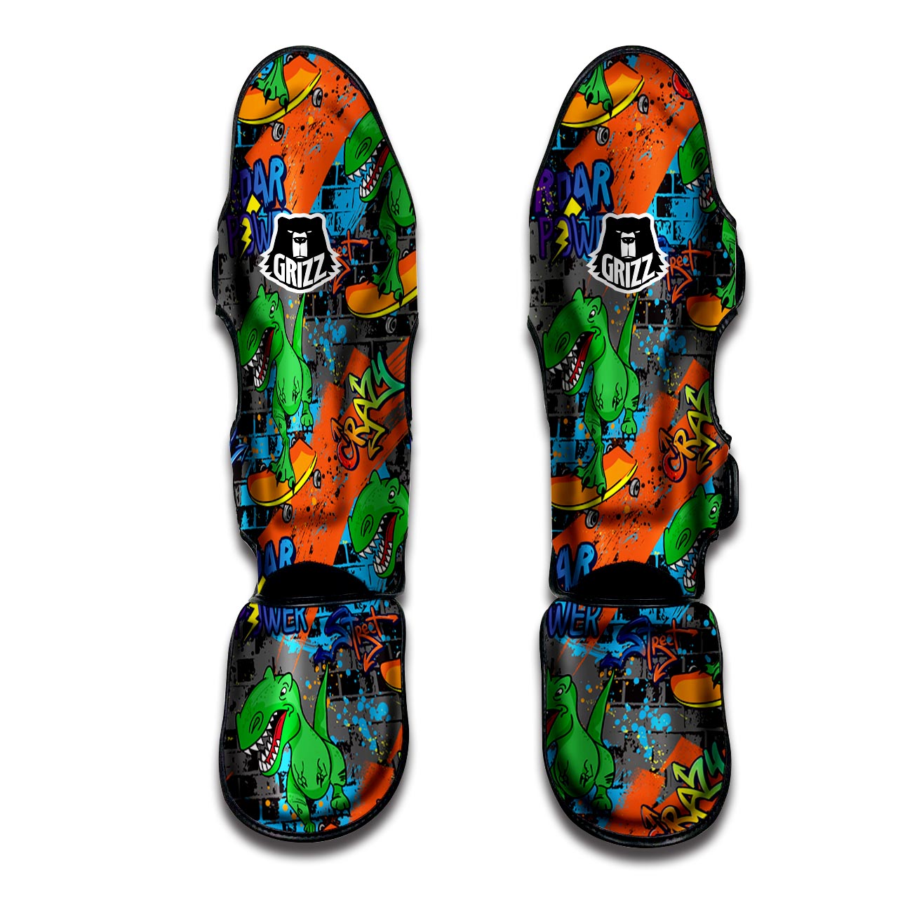 Dinosaur T-rex Graffiti Print Muay Thai Shin Guard-grizzshop