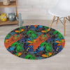 Dinosaur T-rex Graffiti Print Round Rug-grizzshop