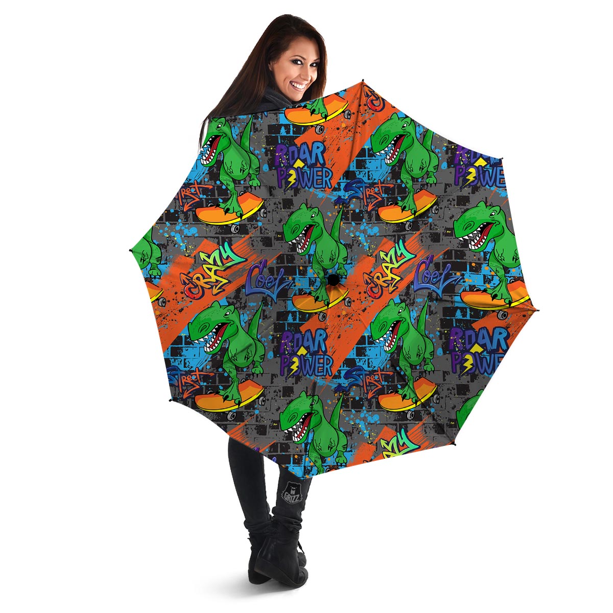 Dinosaur T-rex Graffiti Print Umbrella-grizzshop