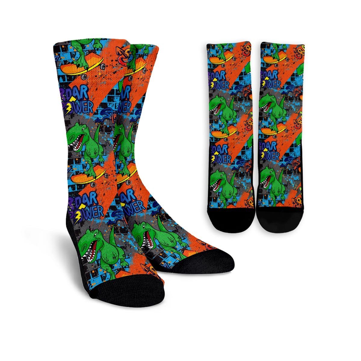 Dinosaur T-rex Graffiti Print Unisex Socks-grizzshop