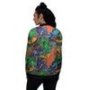 Dinosaur T-rex Graffiti Print Women's Bomber Jacket-grizzshop