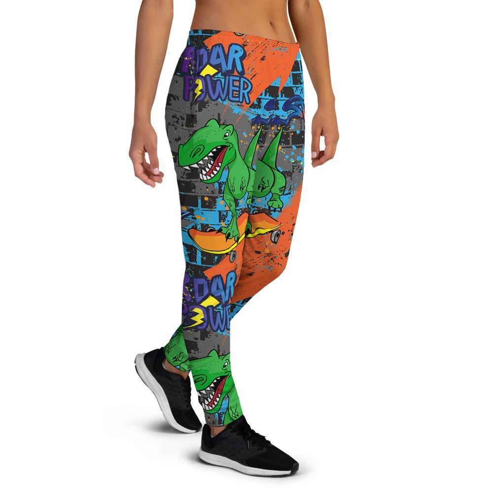 Dinosaur T-rex Graffiti Print Women's Joggers-grizzshop