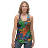 Dinosaur T-rex Graffiti Print Women's Racerback Tank Top-grizzshop