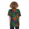 Dinosaur T-rex Graffiti Print Women's Short Sleeve Shirts-grizzshop