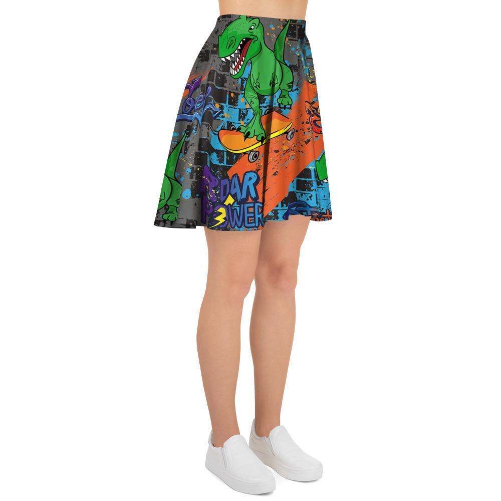 Dinosaur T-rex Graffiti Print Women's Skirt-grizzshop