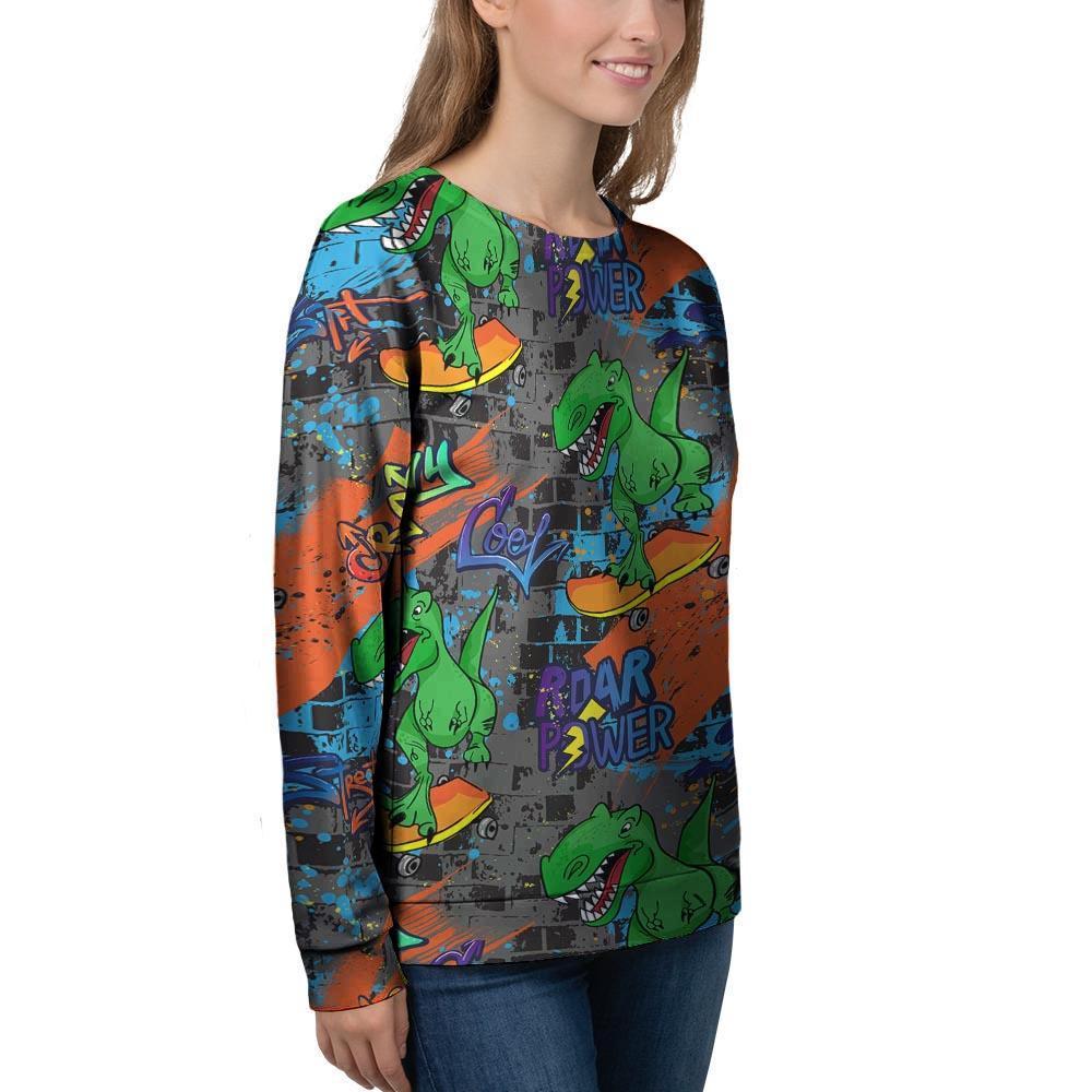 Dinosaur T-rex Graffiti Print Women's Sweatshirt-grizzshop