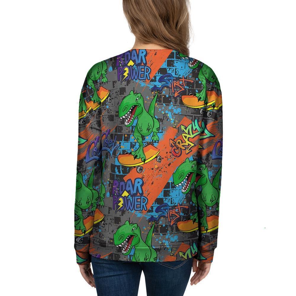 Dinosaur T-rex Graffiti Print Women's Sweatshirt-grizzshop