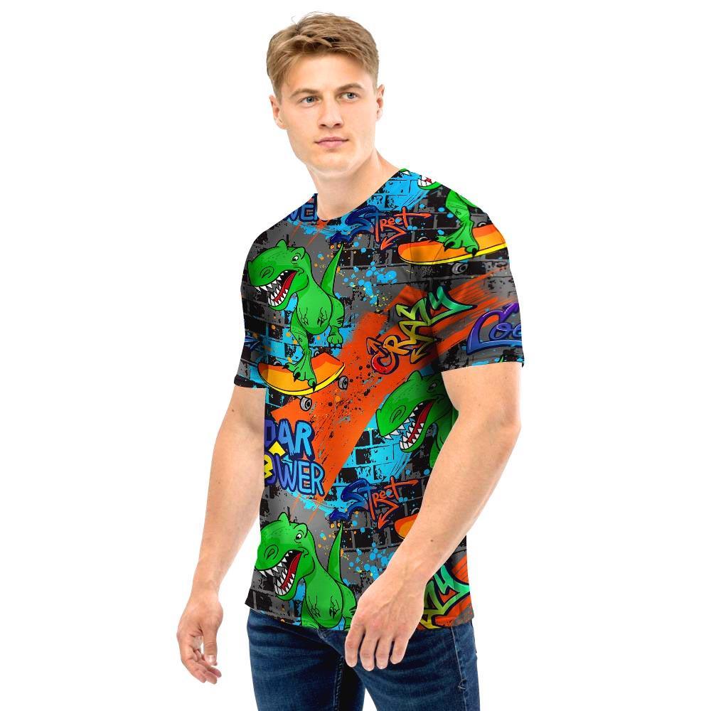 Dinosaur T-rex Graffiti Printt Men T Shirt-grizzshop