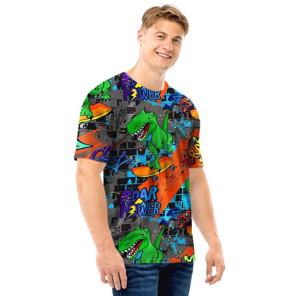 Dinosaur T-rex Graffiti Printt Men T Shirt-grizzshop