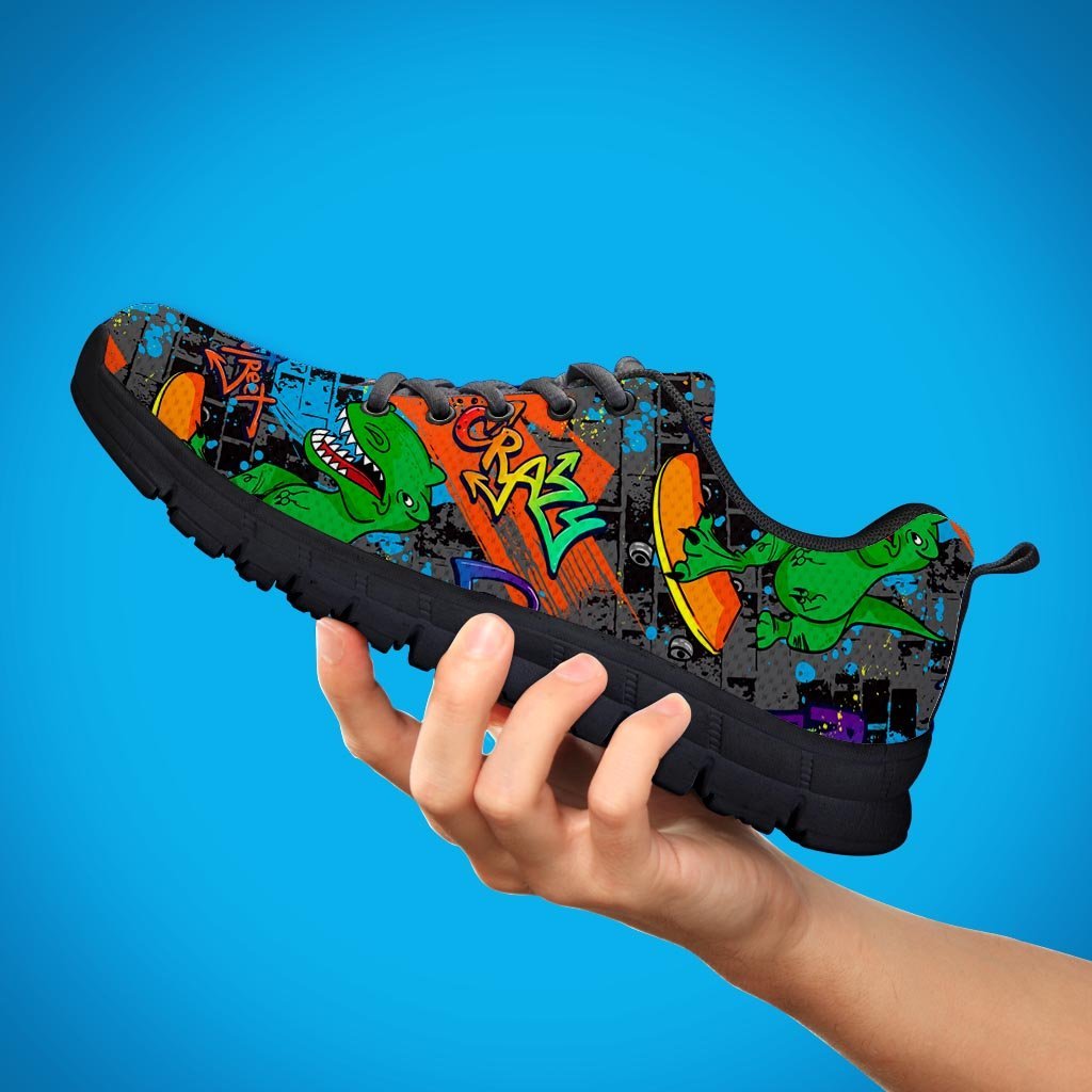 Dinosaur T-rex Graffiti Printt Men's Sneakers-grizzshop