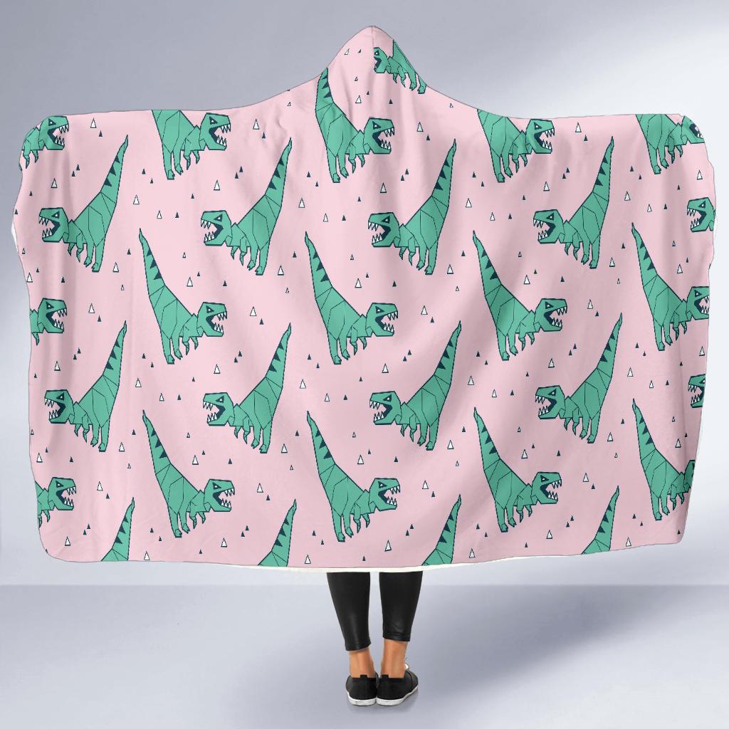 Dinosaur T rex Pattern Print Hooded Blanket-grizzshop