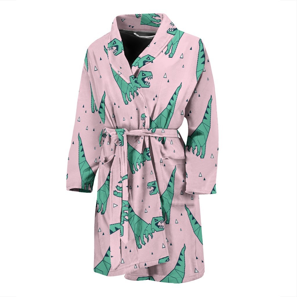 Dinosaur T rex Pattern Print Men Long Robe-grizzshop