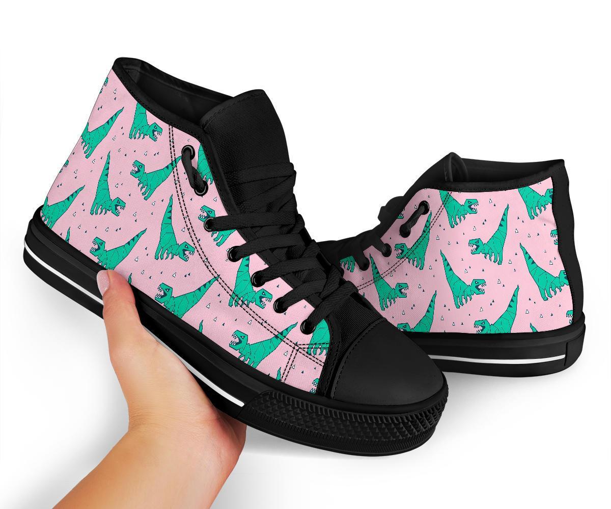 Dinosaur T rex Pattern Print Men Women's High Top Shoes-grizzshop