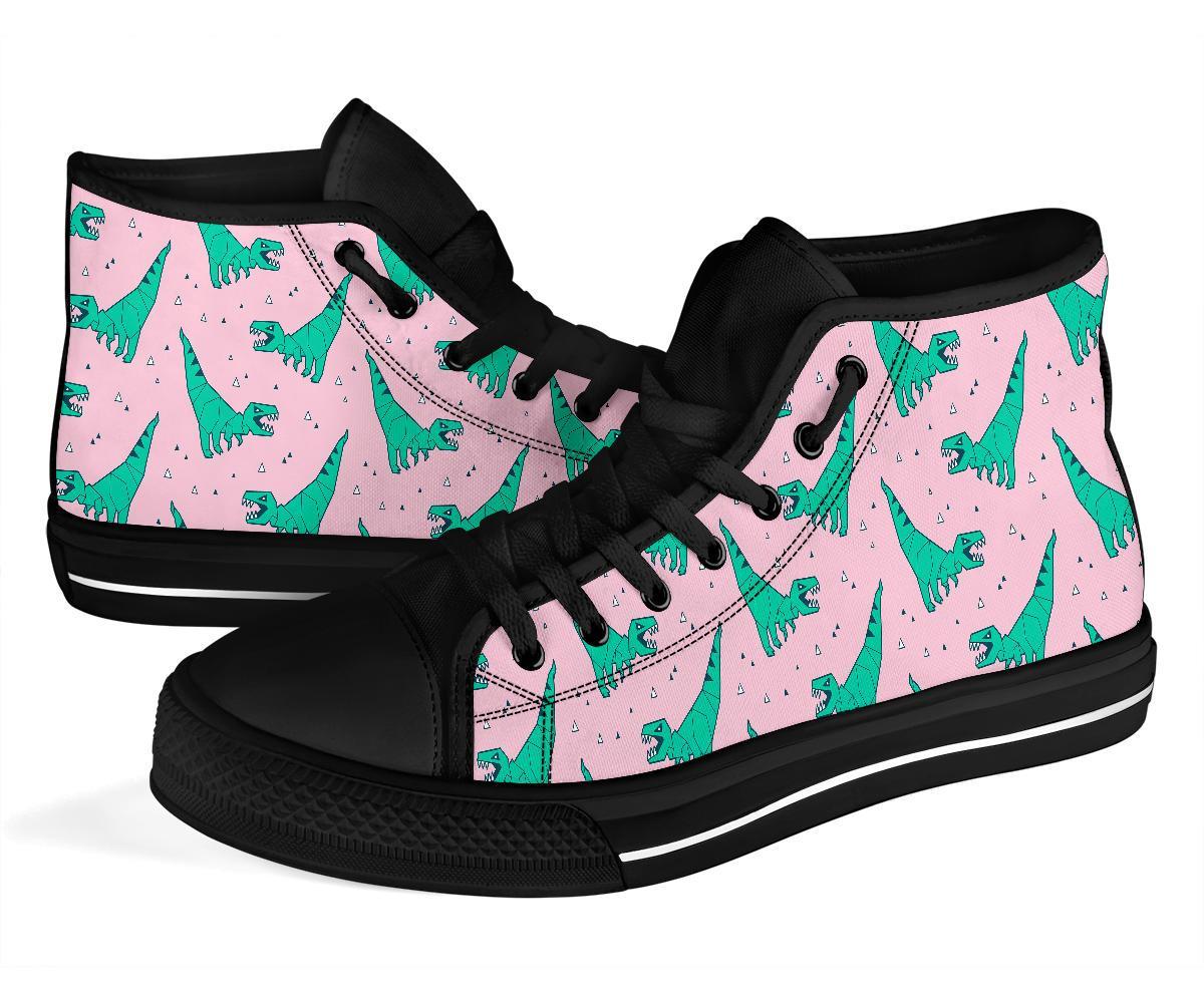 Dinosaur T rex Pattern Print Men Women's High Top Shoes-grizzshop