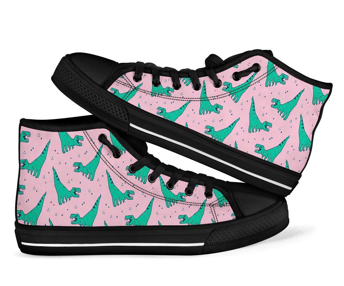 Dinosaur T rex Pattern Print Men Women's High Top Shoes-grizzshop