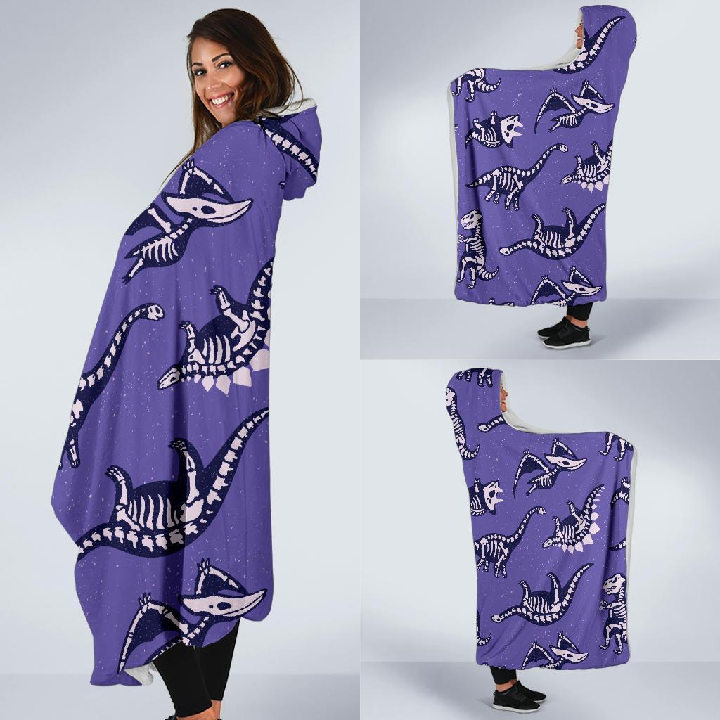 Dinosaur T rex Print Pattern Hooded Blanket-grizzshop