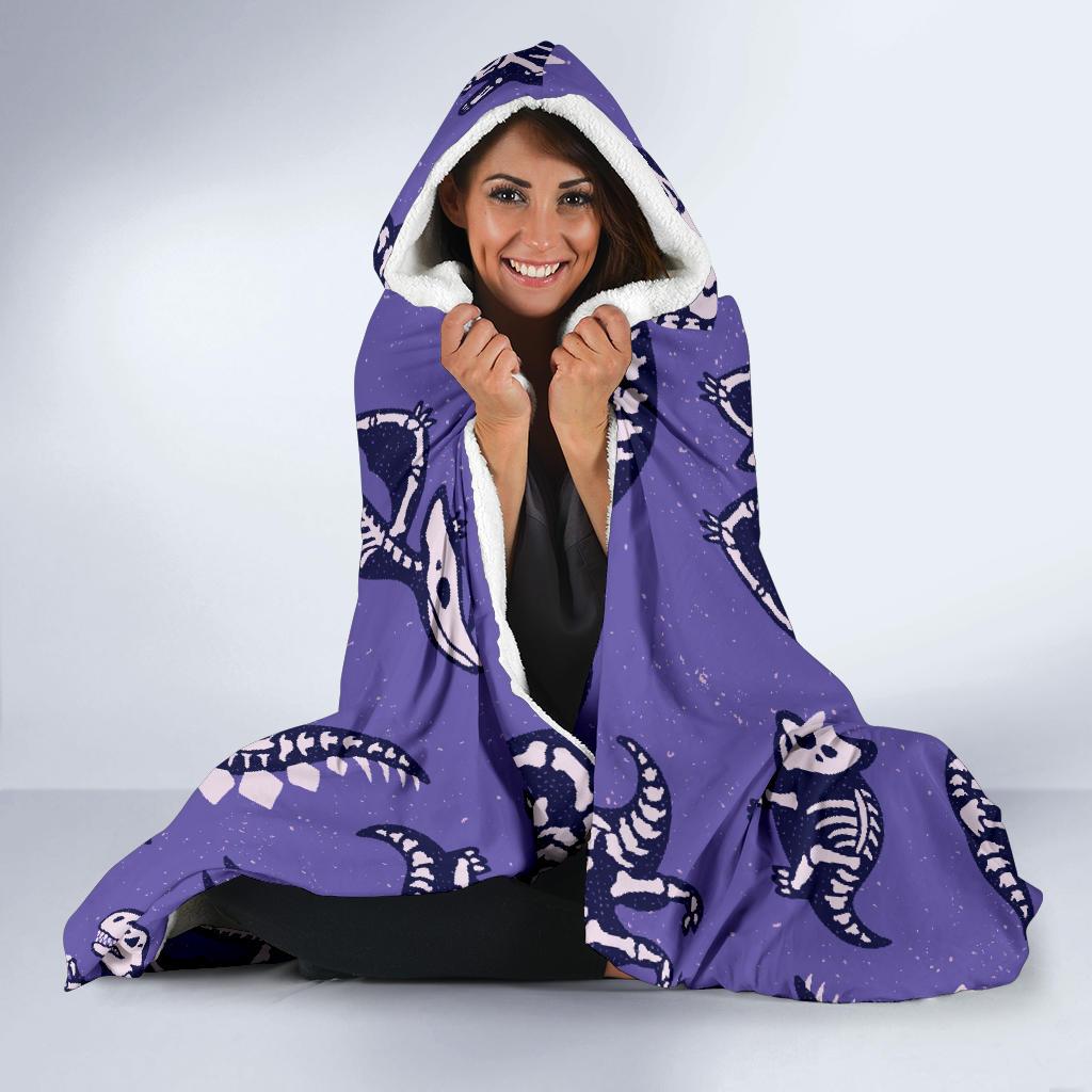 Dinosaur T rex Print Pattern Hooded Blanket-grizzshop