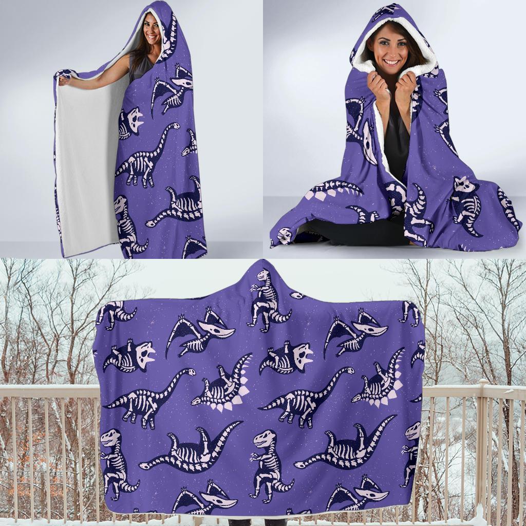 Dinosaur T rex Print Pattern Hooded Blanket-grizzshop