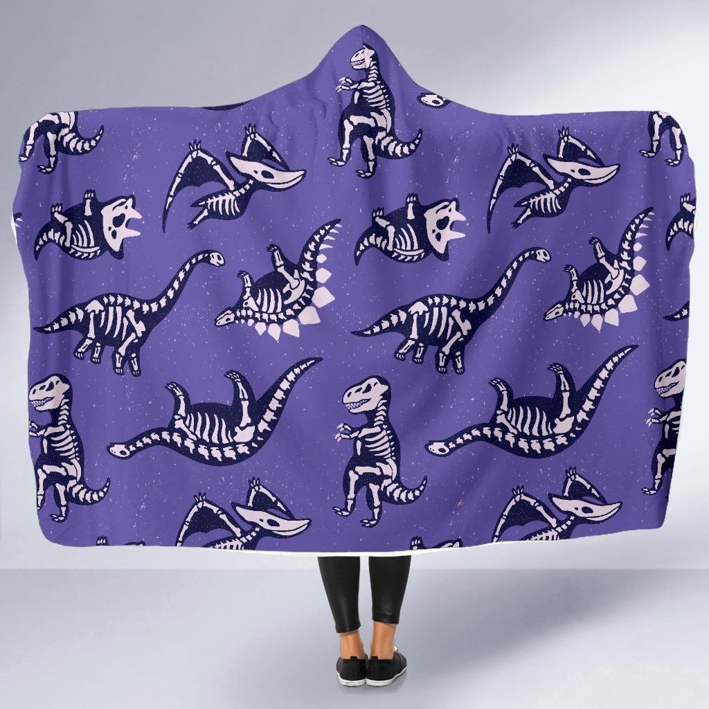 Dinosaur T rex Print Pattern Hooded Blanket-grizzshop