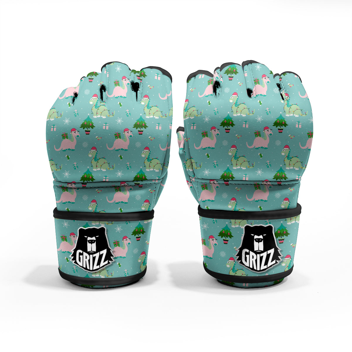 Dinosaur Xmas Print Pattern MMA Gloves-grizzshop