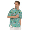 Dinosaur Xmas Print Pattern Men's Short Sleeve Shirts-grizzshop