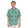 Dinosaur Xmas Print Pattern Men's Short Sleeve Shirts-grizzshop