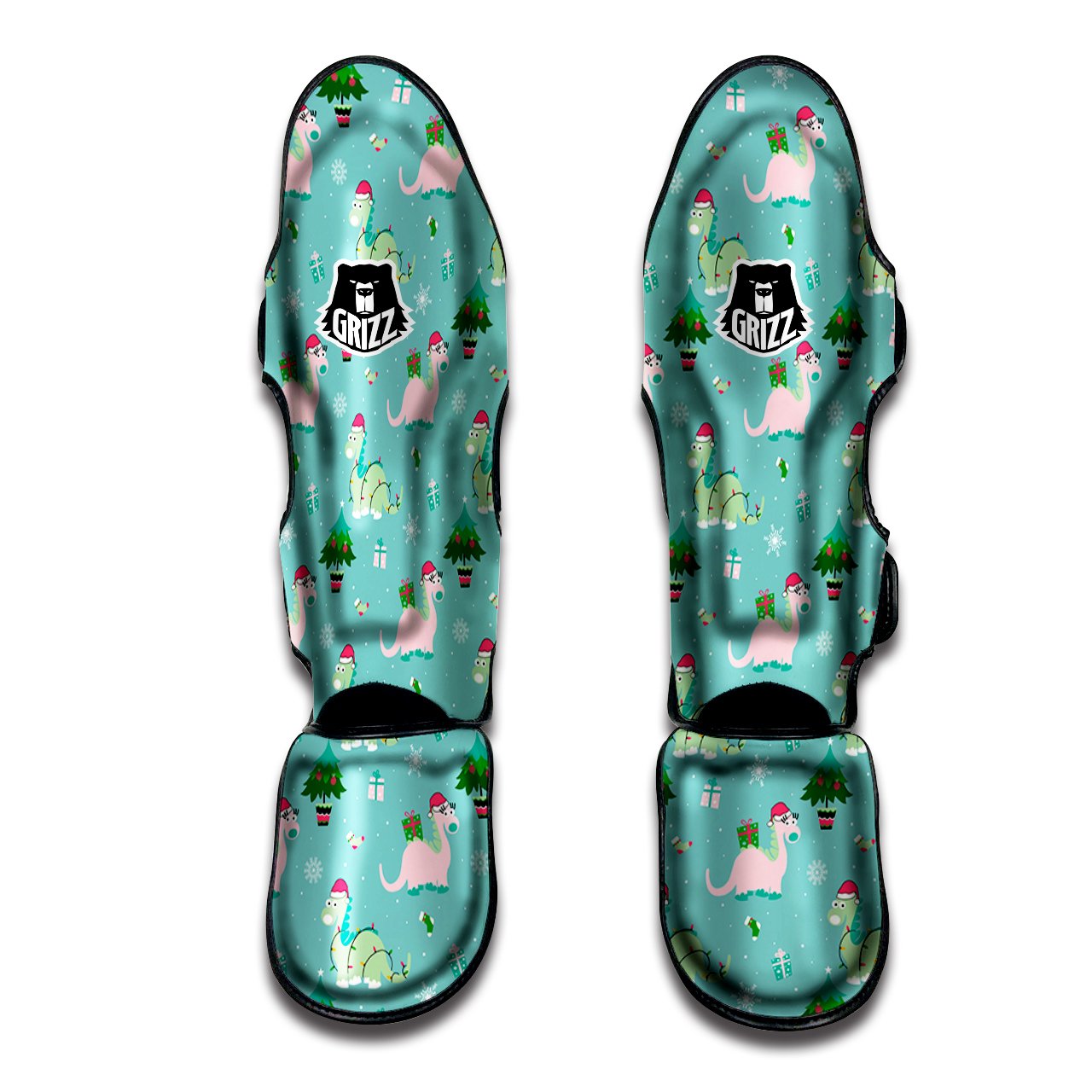 Dinosaur Xmas Print Pattern Muay Thai Shin Guards-grizzshop