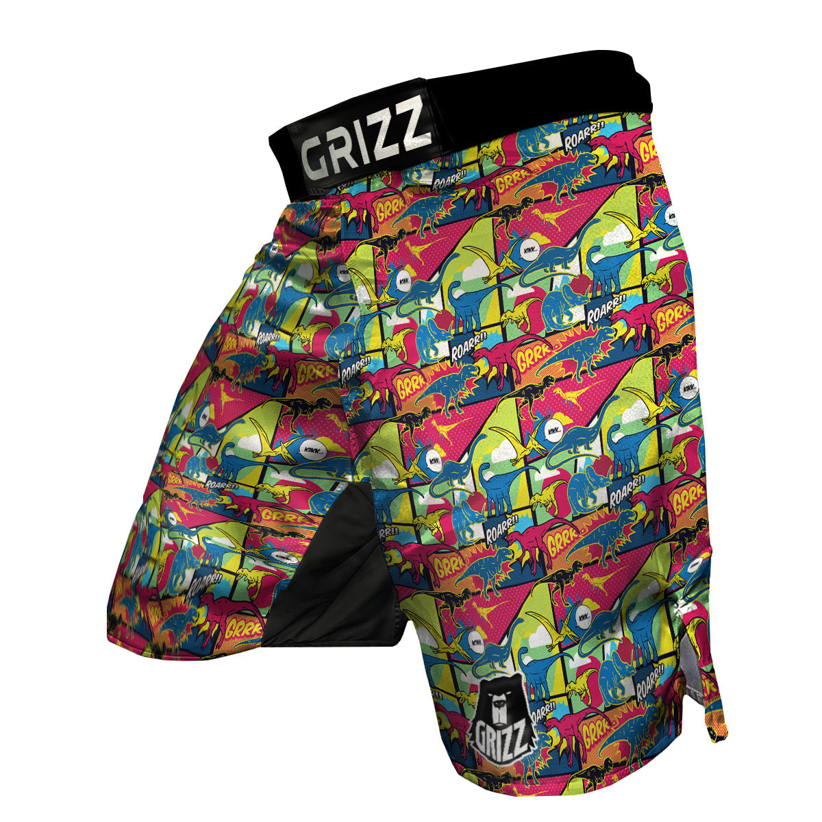 Dinosaurs Comic Print Pattern MMA Shorts-grizzshop