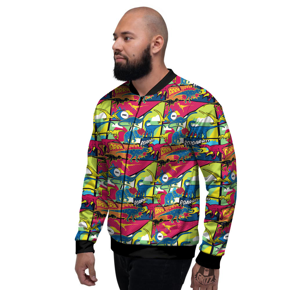 Dinosaurs Comic Print Pattern Men's Bomber Jacket-grizzshop