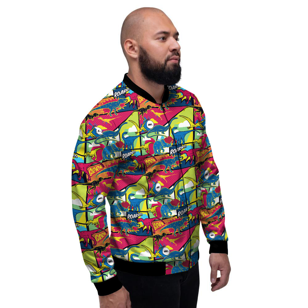 Dinosaurs Comic Print Pattern Men's Bomber Jacket-grizzshop