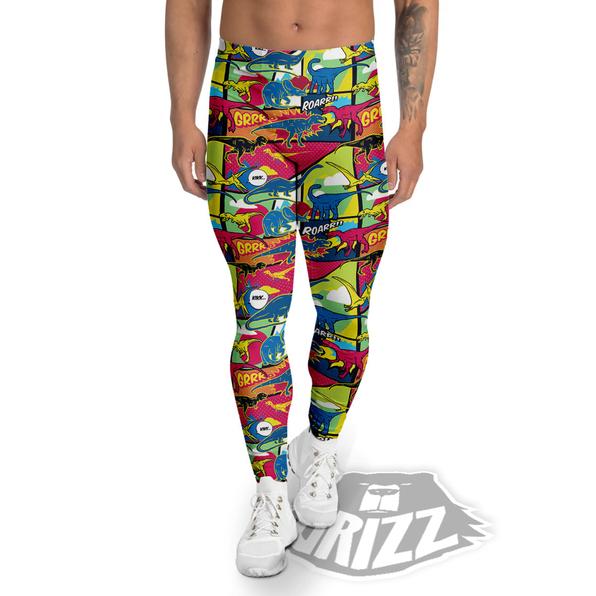 Dinosaurs Comic Print Pattern Men's Leggings-grizzshop