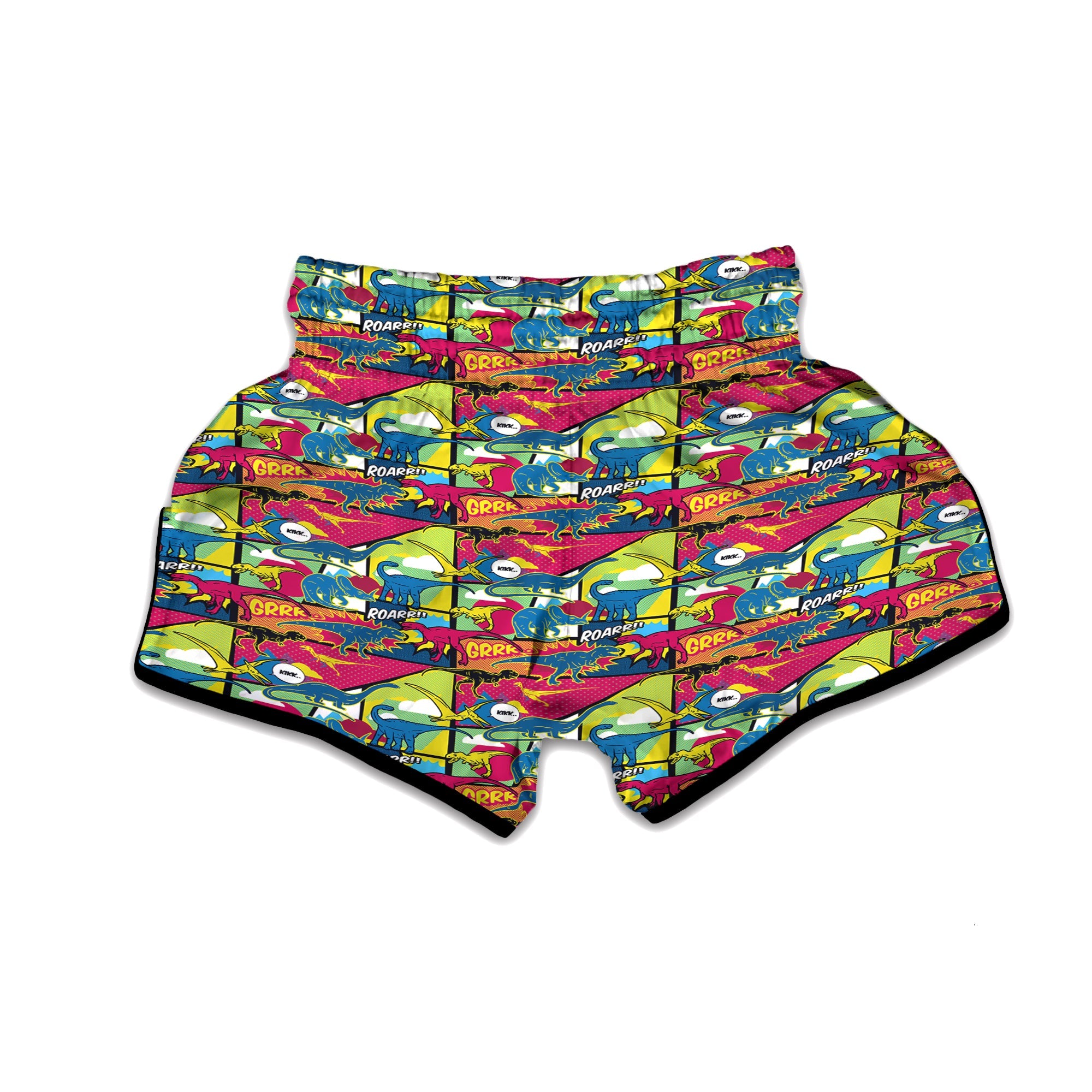 Dinosaurs Comic Print Pattern Muay Thai Boxing Shorts-grizzshop