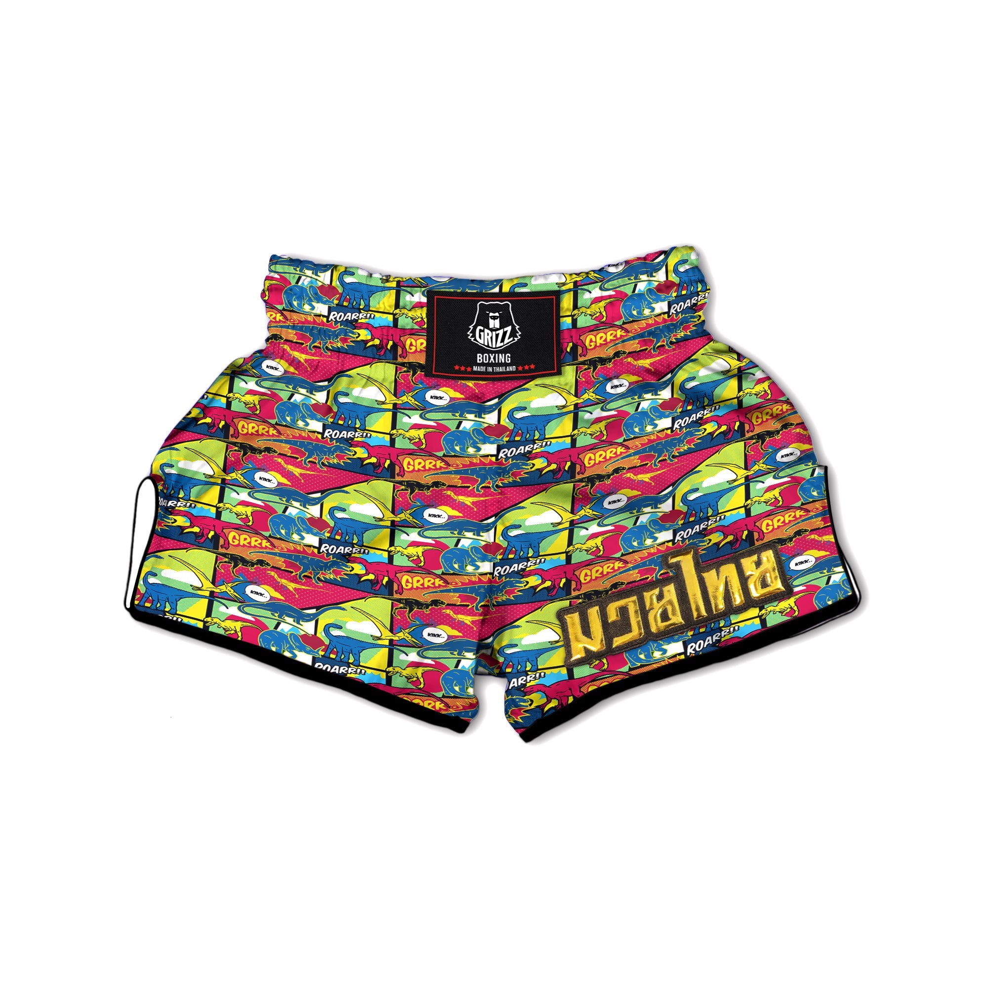 Dinosaurs Comic Print Pattern Muay Thai Boxing Shorts-grizzshop
