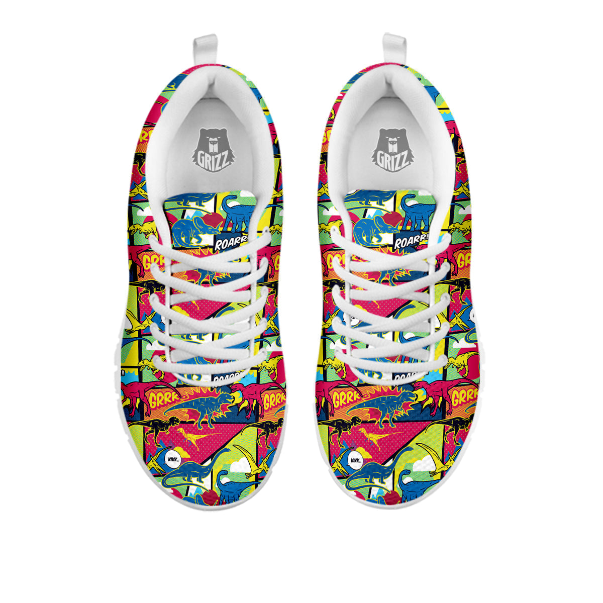 Dinosaurs Comic Print Pattern White Sneaker-grizzshop