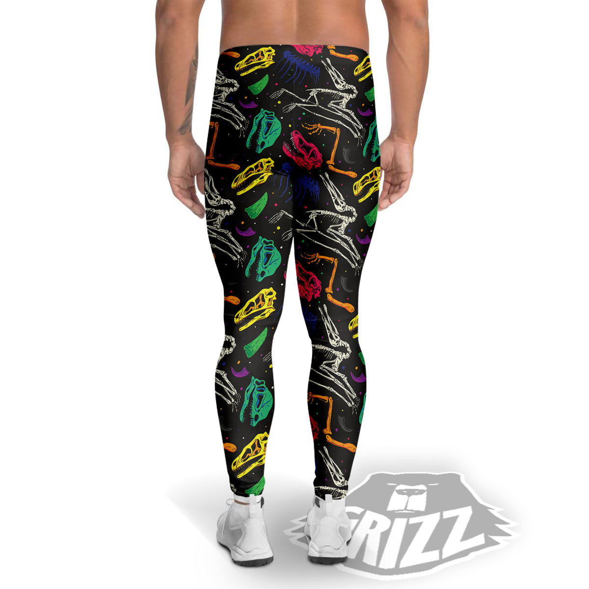 Dinosaurs Fossil Colorful Print Pattern Men's Leggings-grizzshop