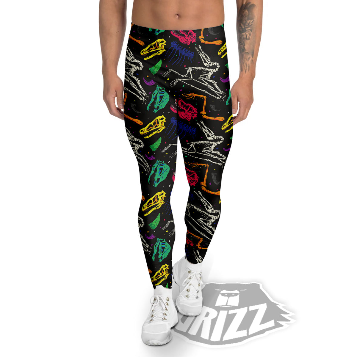 Dinosaurs Fossil Colorful Print Pattern Men's Leggings-grizzshop