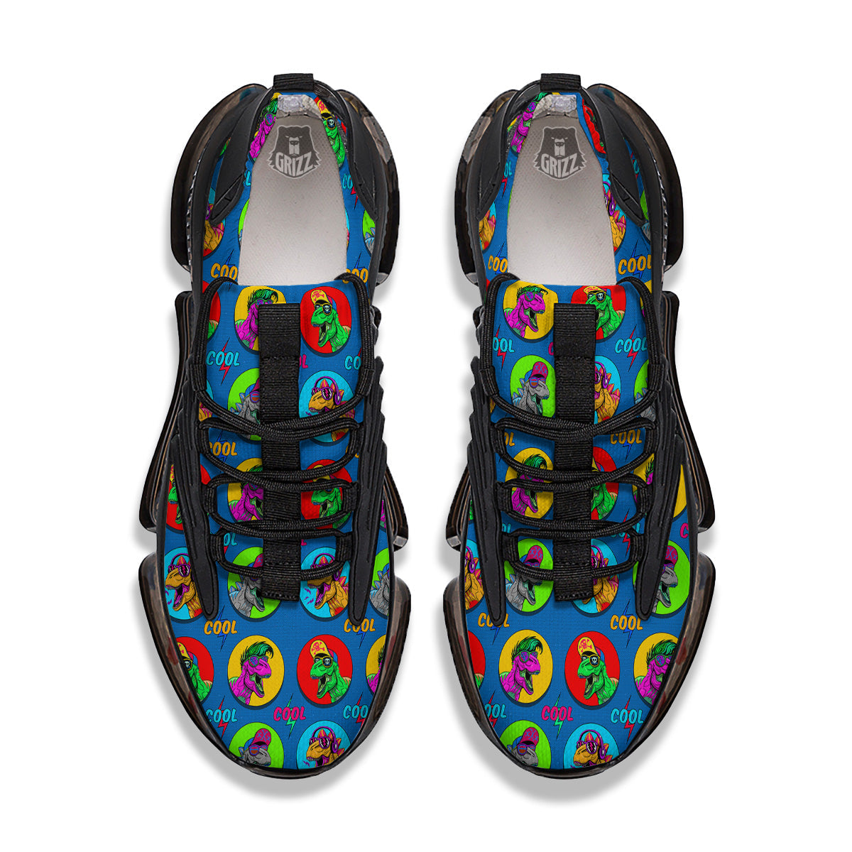 Dinosaurs Pop Art Print Pattern Black Gym Shoes-grizzshop