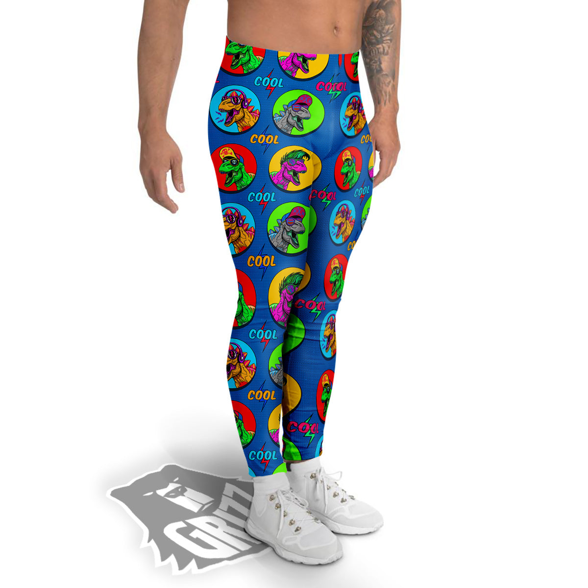 Dinosaurs Pop Art Print Pattern Men's Leggings-grizzshop