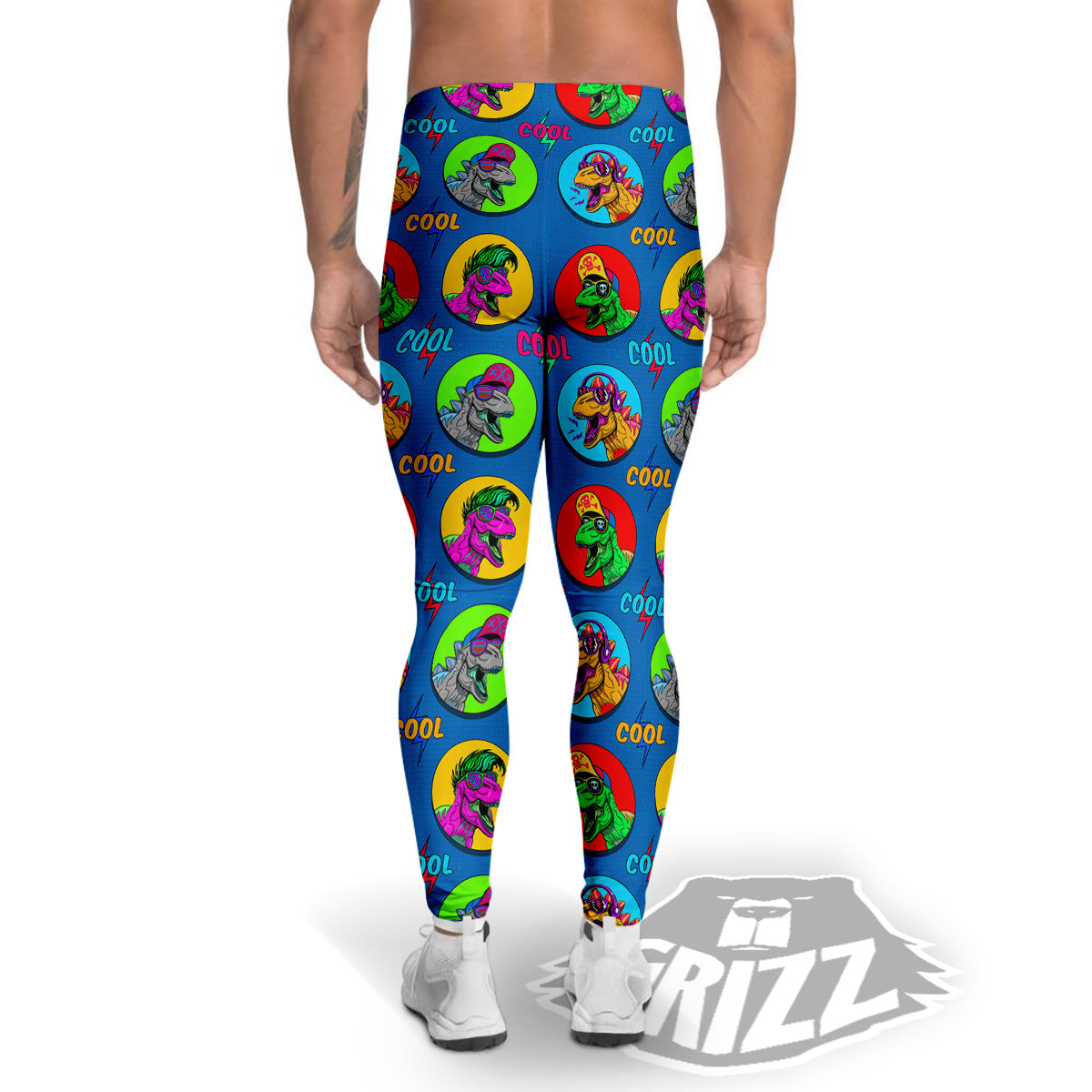 Dinosaurs Pop Art Print Pattern Men's Leggings-grizzshop