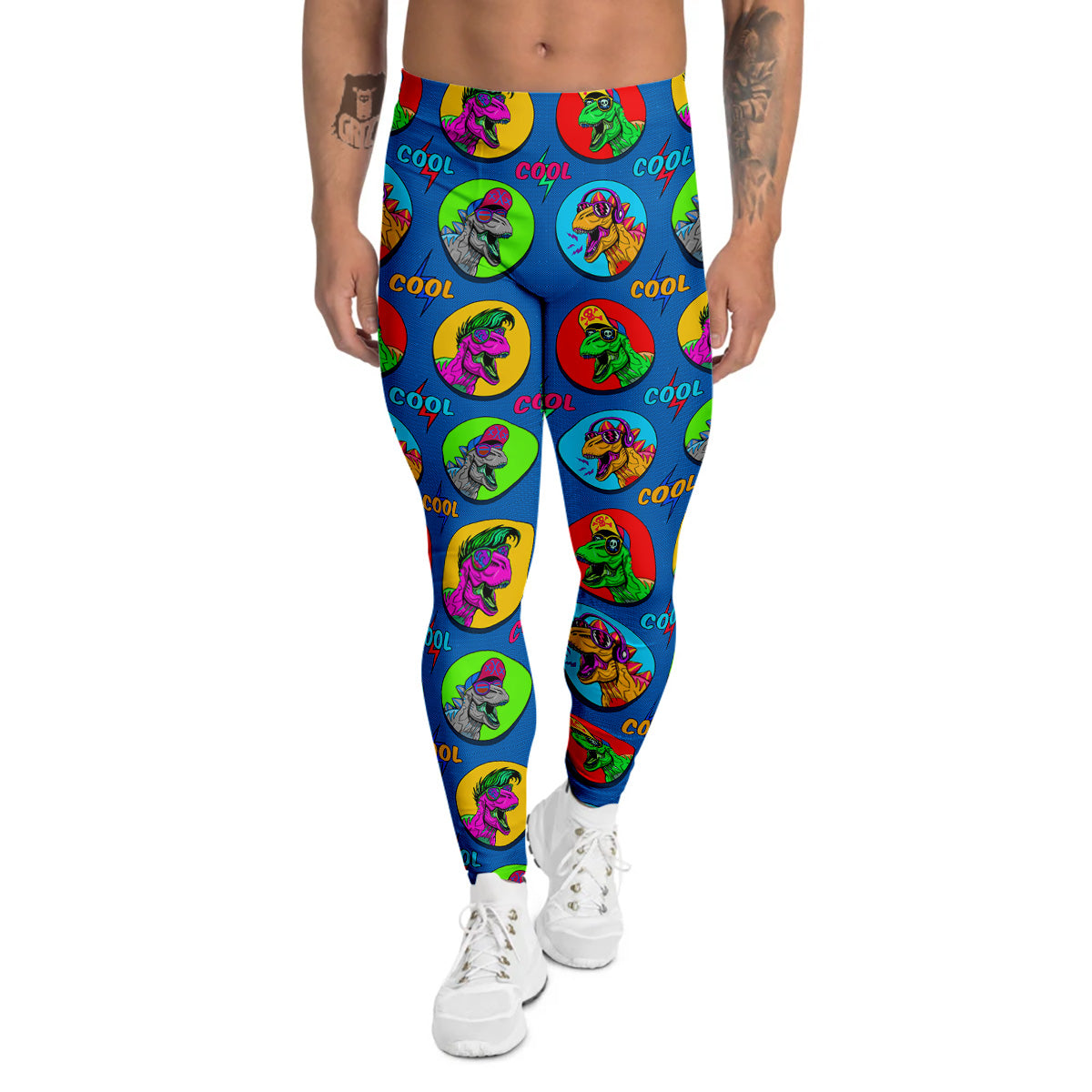 Dinosaurs Pop Art Print Pattern Men's Leggings-grizzshop