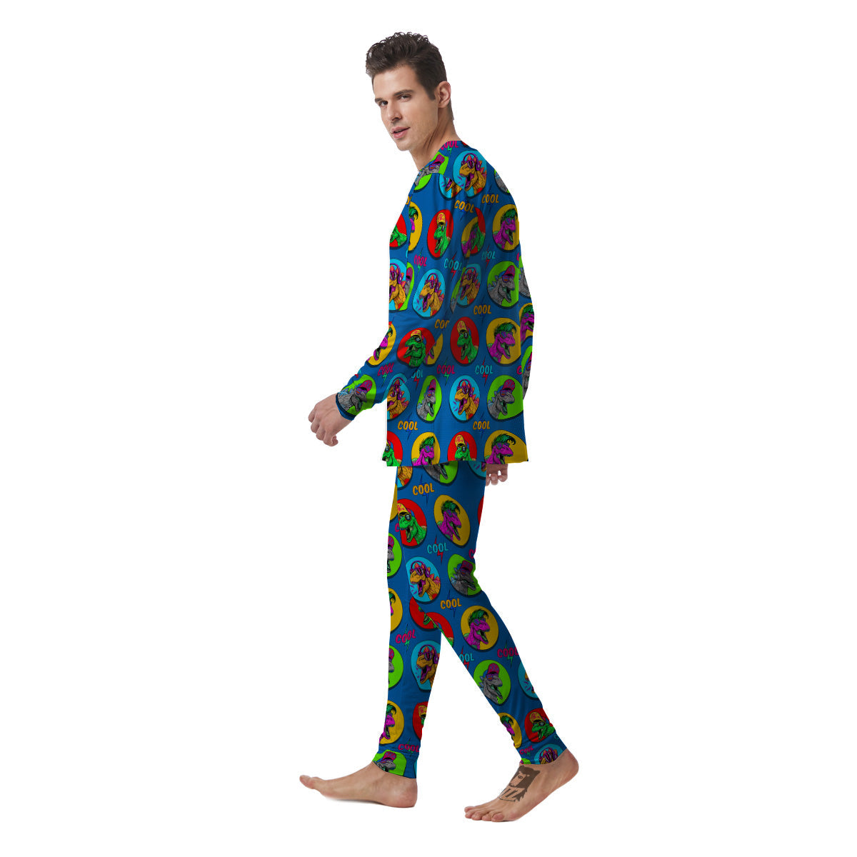 Dinosaurs Pop Art Print Pattern Men's Pajamas-grizzshop